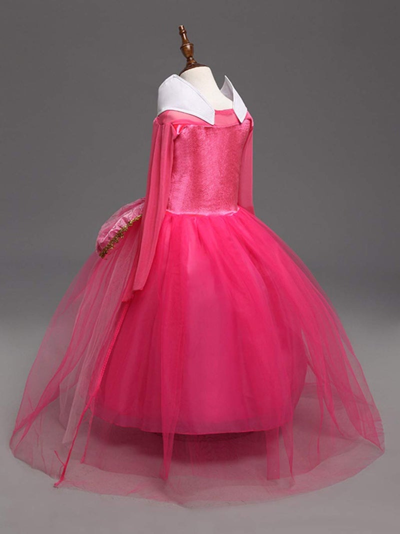 DH Sleeping Beauty Princess Party Girls Costume Dress with Cosplay Accessories Pink 5-6 Years - Image 5